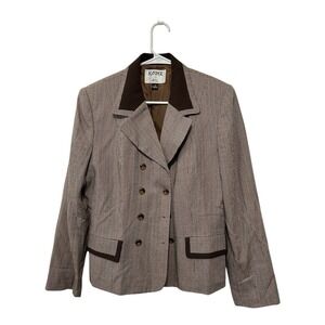 Kasper for ASL‎ Womens Sz 8 Double Breasted Career Blazer Brown Tweed EUC